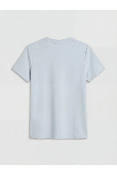 LC Waikiki Γυναικείο μπλουζάκι Blue Crew Neck με πέτρες