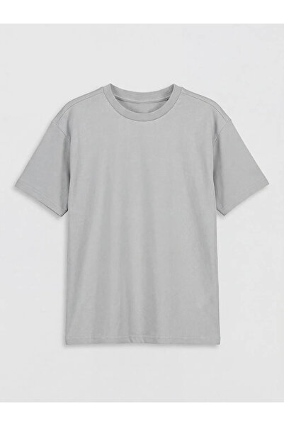 LC Waikiki Γκρι μπλουζάκι για αγόρια με λαιμόκοψη ποδηλάτου, σετ 2 τεμαχίων