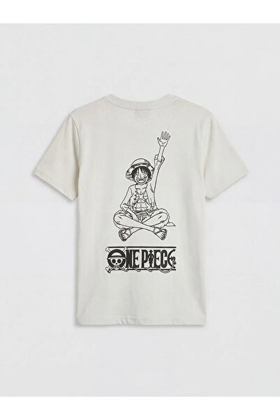 LC Waikiki Μπεζ μπλουζάκι για αγόρια με στάμπα και λαιμόκοψη ποδηλάτου