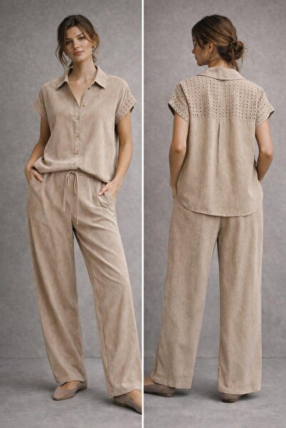 QİMYA BUTİK Egzoti̇k Asorti̇k Women's Scallop Detailed Aykol V-Neck Blouse St...