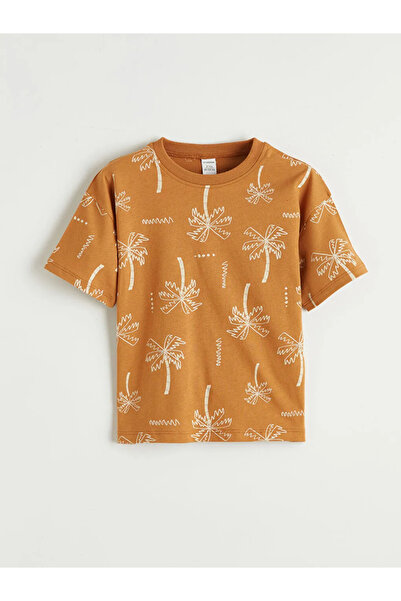 LC Waikiki Καφέ Με σχέδιο μπλουζάκι και σορτς για αγόρια