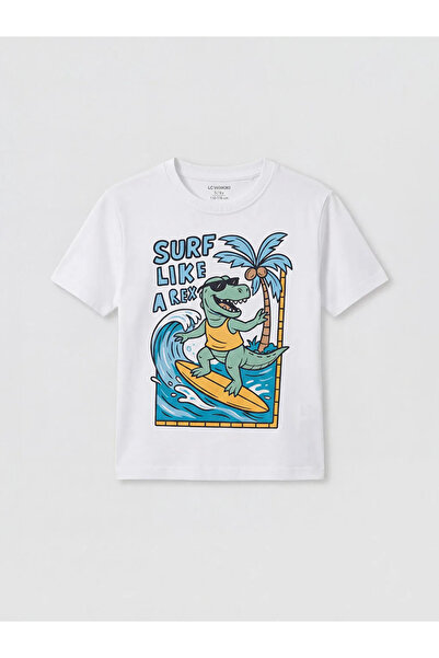 LC Waikiki Λευκό εμπριμέ μπλουζάκι για αγόρια, σετ 2 τεμαχίων