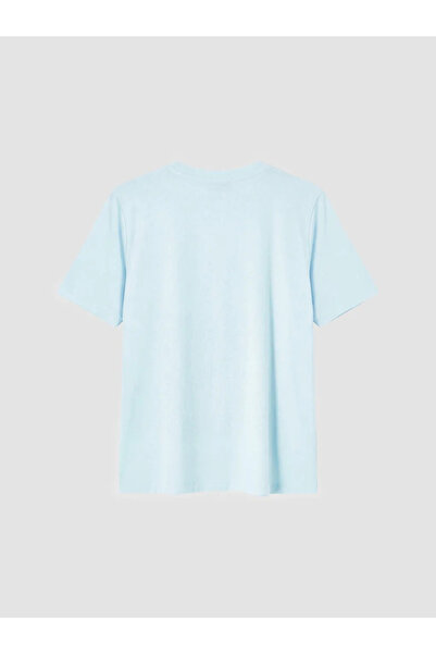 LC Waikiki Γυναικείο μπλουζάκι με στάμπα με μπλε λαιμόκοψη