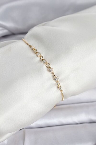 norsary Gold Color Chain Model Zircon Stone Brass Elevator Women's Bracelet