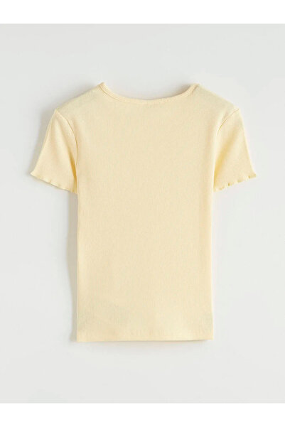 LC Waikiki Κίτρινο μπλουζάκι για κορίτσια με λαιμόκοψη ποδηλάτου