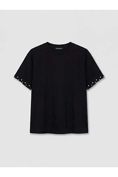 LC Waikiki Μαύρο γυναικείο μπλουζάκι με λαιμόκοψη