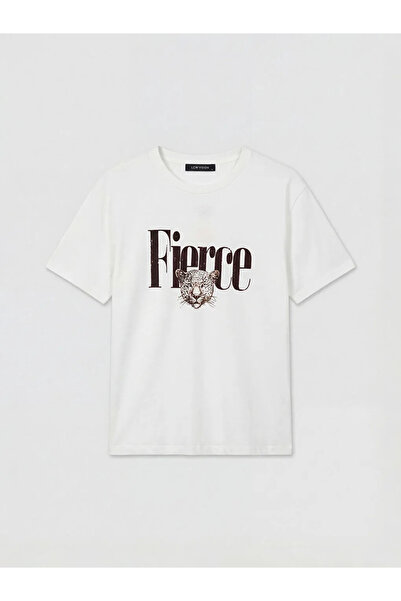 LC Waikiki Γυναικείο μπλουζάκι με λευκό λαιμόκοψη