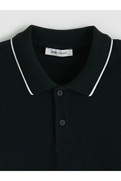 LC Waikiki Μαύρο ανδρικό μπλουζάκι Polo Neck