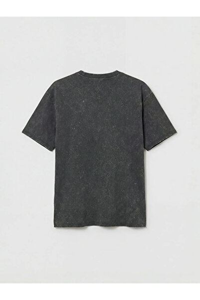 LC Waikiki Γυναικείο μπλουζάκι Anthracite Crew Neck Paris με στάμπα