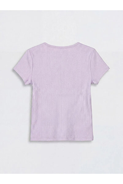 LC Waikiki Tricou cu dungi pentru fete Lila Hello Kitty Stoned