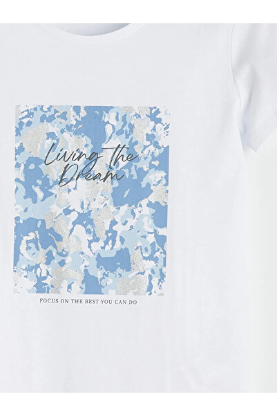 LC Waikiki Γυναικείο μπλουζάκι με λευκό λαιμόκοψη