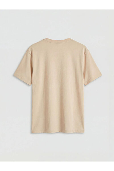 LC Waikiki Γυναικείο μπλουζάκι με στάμπα μπεζ Crew Neck