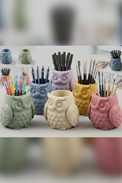 Genç 3D Suport pentru pix Bilge Baykuş - Organizator decorativ pentru birou ș...