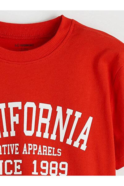 LC Waikiki Κόκκινο μπλουζάκι για αγόρια με στάμπα και λαιμόκοψη ποδηλάτου, σε...