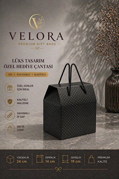 KOLİX Velora Premium Hediye Kutusu Hediyelik Çanta Hediye Paketi 24x14x20cm