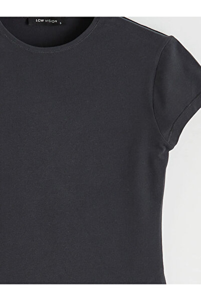 LC Waikiki Γυναικείο T-Shirt Anthracite Crew Neck