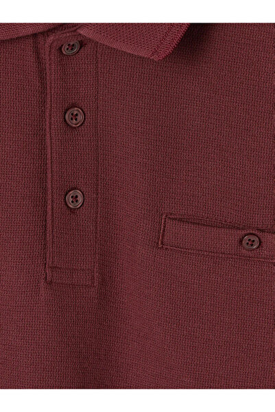 LC Waikiki Tricou pentru bărbați, roșu claret, cu guler polo, texturat