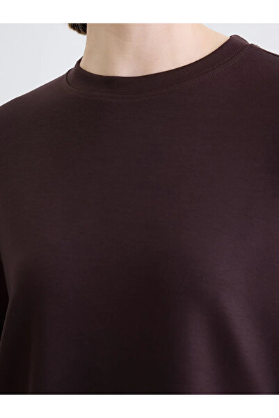 LC Waikiki Καφέ μπλουζάκι με λαιμόκοψη oversized για γυναίκες