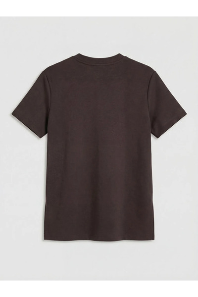 LC Waikiki Γυναικείο μπλουζάκι με καφέ λαιμόκοψη με κέντημα