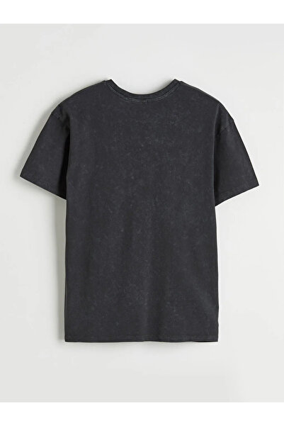 LC Waikiki Γυναικείο μπλουζάκι Anthracite Crew Neck Chip 'n Dale με τύπωμα