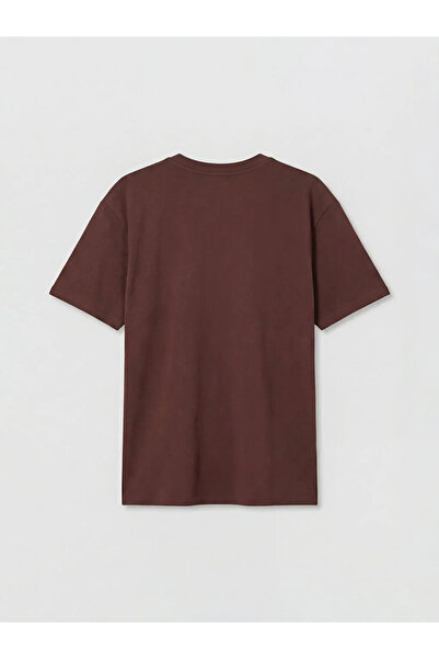 LC Waikiki Brown 100% Cotton Boxy Fit Basic Thick T-Shirt