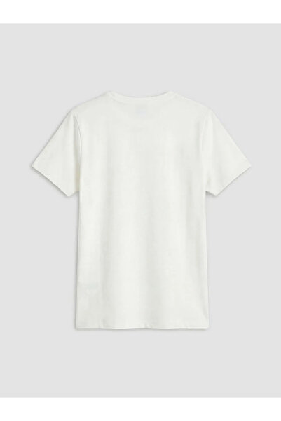 LC Waikiki Μπλουζάκι για κορίτσια σε χρώμα εκρού με λαιμόκοψη ποδηλάτου