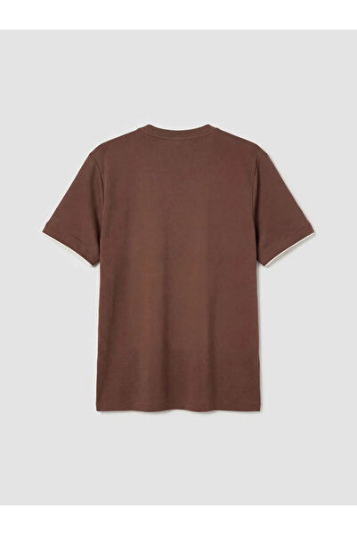 LC Waikiki Tricou maro pentru bărbați, cu guler rotund și broderie