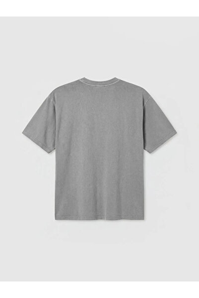 LC Waikiki Χακί γυναικείο μπλουζάκι με στάμπα και λαιμόκοψη ποδηλάτου σε μεγά...