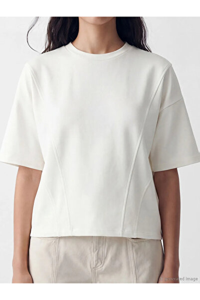 LC Waikiki Λευκό Κοντομάνικο T-Shirt Γυναικείο με Στρογγυλή Λαιμόκοψη