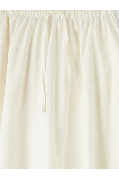 LC Waikiki Λευκή ελαστική μέση ποπλίνα φούστα