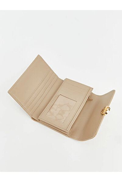 LC Waikiki Καφέ γυναικείο πορτοφόλι με κούμπωμα