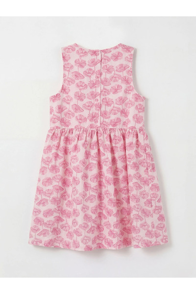 LC Waikiki Λιλά φόρεμα για κορίτσια με λουλουδάτο σχέδιο και λαιμόκοψη ποδηλάτου