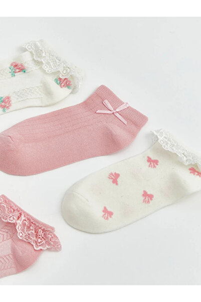 LC Waikiki Κάλτσες-μποτάκια για κορίτσια με βολάν και σχέδια σε χρώμα εκρού, ...