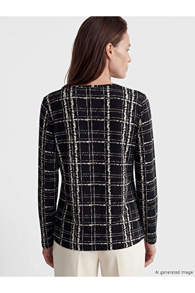 LC Waikiki Μπλούζα με μοτίβο με λαιμόκοψη σε μαύρο χρώμα