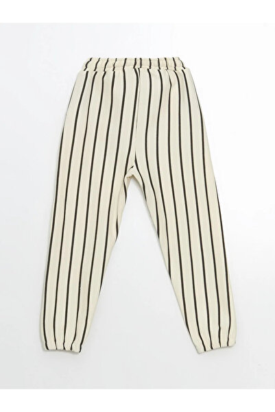 LC Waikiki Εκρού Ριγέ Αγόρι Παντελόνι jogger Αθλητική Φόρμα Πάνω-Κάτω