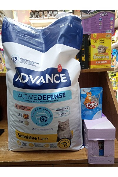 Advance Sensitive Somonlu 10 kg Yetişkin Kedi Maması+20 adet enjoy balıklı ke...