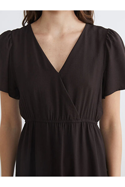 LC Waikiki Καφέ φόρεμα με λαιμόκοψη V και εφαρμογή στη μέση