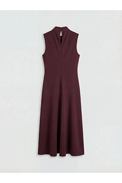 LC Waikiki Φόρεμα κρεπ με ψηλό γιακά σε χρώμα δαμασκηνί