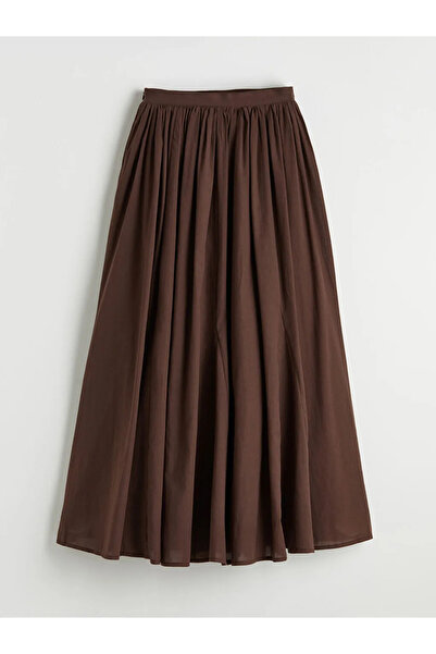 LC Waikiki Καφέ φούστα με κορδόνι και φερμουάρ στη μέση