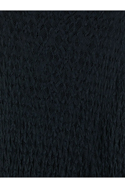 LC Waikiki Μαύρη ασύμμετρη δαντελένια φούστα με διάτρητο σχέδιο