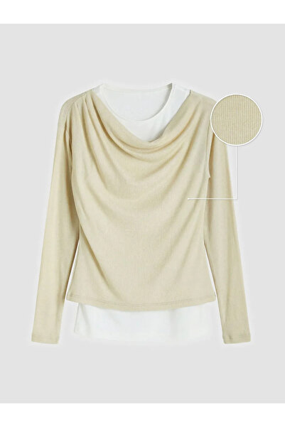 LC Waikiki Μπλούζα με λαιμόκοψη σε μπεζ χρώμα