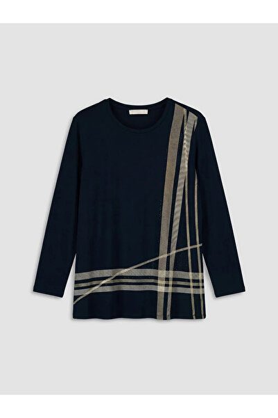 LC Waikiki Μπλούζα με μοτίβο με λαιμόκοψη σε μπλε ναυτικό