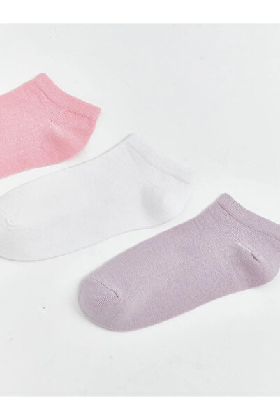 LC Waikiki Ροζ Βασικά Κοριτσίστικα Μποτάκια Κάλτσες 3 τεμαχίων