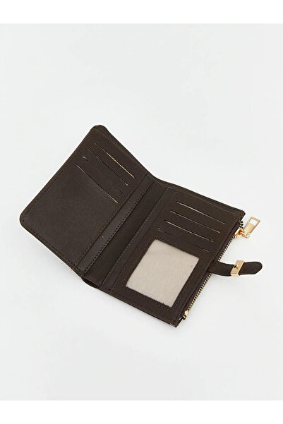 LC Waikiki Γυναικείο πορτοφόλι σε καφέ σουέντ εμφάνιση