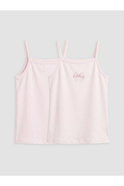 LC Waikiki Pink Square Neck Strap-Strapped Girls' Undershirt 2-Piece Set