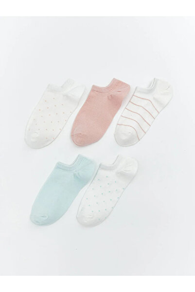 LC Waikiki Γυναικείες κάλτσες sneaker με σχέδιο εκρού 5 τεμαχίων