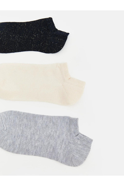 LC Waikiki Γυναικείες κάλτσες sneaker σε μπλε ναυτικό χρώμα, σετ 3 τεμαχίων