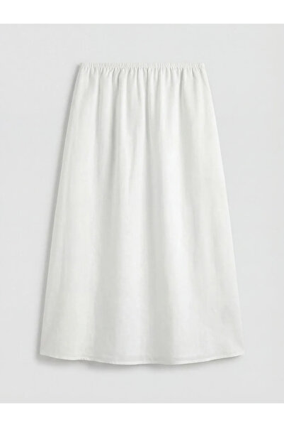 LC Waikiki Λευκή φούστα με ελαστική μέση και φαρδιά γραμμή