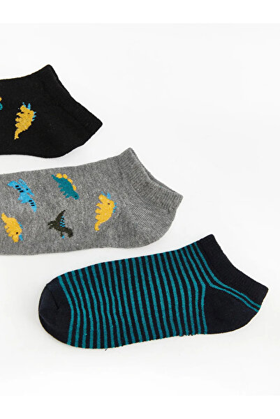 LC Waikiki Μπλε μπλε με σχέδια για αγόρια μποτάκια κάλτσες 3 τεμαχίων