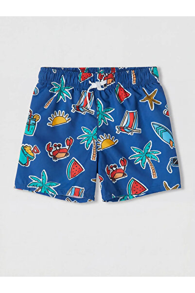 LC Waikiki Λευκό αθλητικό μπλουζάκι και σορτς κολύμβησης για αγόρια με στάμπα...